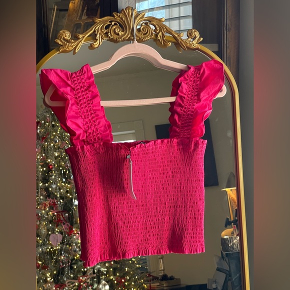 o.p.t Tops - o.p.t. One Pretty Time NWT Ruffled Pink Strap and Square Smocked Top